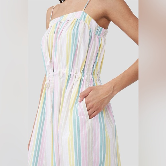 GANNI Cotton Midi Dress In Striped Print size US 8 - Picture 6 of 16